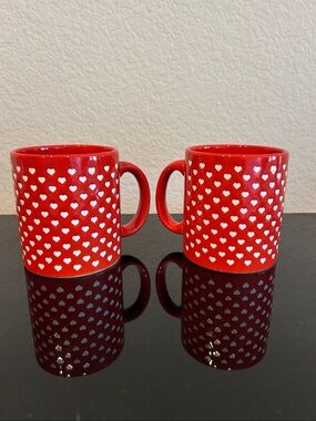 Waechtersbach Red Heart Pattern Ceramic Mug - Set of 2